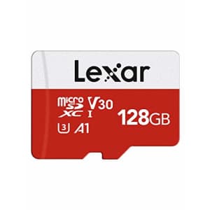 Lexar 128GB Micro SD Card, microSDXC UHS-I Flash Memory Card with Adapter - Up to 100MB/s, A1, U3, for $13