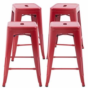 FDW Metal Bar Stools Set of 4 Counter Height Barstool Stackable Barstools 24 Inch 30 Inch Indoor for $164