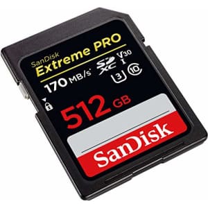 SanDisk 512GB Extreme PRO SDXC UHS-I Card - C10, U3, V30, 4K UHD, SD Card - SDSDXXY-512G-GN4IN for $126 SanDisk 512GB Extreme PRO SDXC UHS-I Card - C10, U3, V30, 4K UHD, SD Card - SDSDXXY-512G-GN4IN for $126
