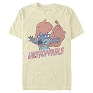 Disney Men's Lilo & Stitch Unstoppable Stitch T-Shirt, Cream, Large for $17