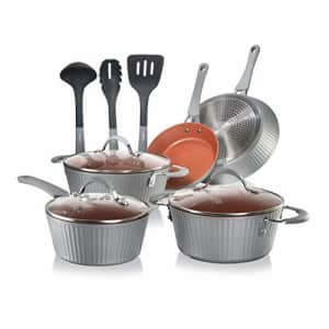 NutriChef Nonstick Cookware Excilon |Home Kitchen Ware Pots & Pan Set with Saucepan, Frying Pans, for $66