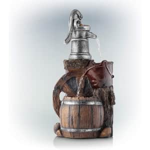 Alpine Old Fashion Pump Barrel Rustic Fountain for $59