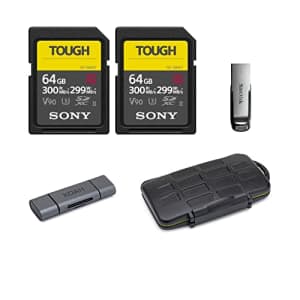 Sony 64GB UHS-II Tough G-Series SD Card (2-Pack) Media Bundle with 32GB USB Flash-Drive, Koah PRO for $200