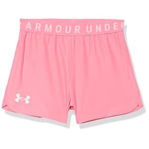Under Armour Girls' Play Up Short, Elastic Waistband, Logo Detail, Lightweight, Solar Pink SP22, 4 for $14