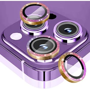 Lronfiee Glitter Camera Lens Protector 3-Pack for iPhone 14 Pro & 14 Pro Max for $4