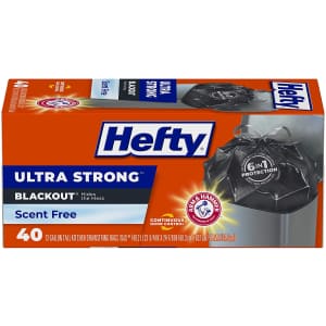 Hefty Ultra Strong Blackout 13-Gal. Garbage Bag 40-Pack for $7
