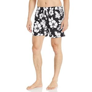 Calvin Klein Men's Standard UV Protected Quick Dry Swim Trunk, Black, Medium for $22