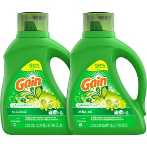 Gain Laundry Detergent Liquid Plus Aroma Boost 75-oz. Bottle 2-Pack for $12 w/ Sub & Save Gain Laundry Detergent Liquid Plus Aroma Boost 75-oz. Bottle 2-Pack for $12 w/ Sub & Save