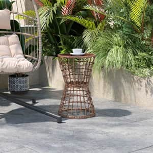 Flash Furniture Rope Rattan Patio Table, 15.75" Dx15.75 Wx25 H, Black for $145
