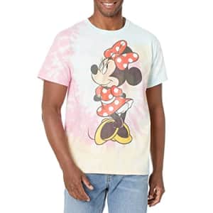 Disney Characters Traditional Minnie Young Men's Short Sleeve Tee Shirt, BLU/PNK/LY, X-Large for $11