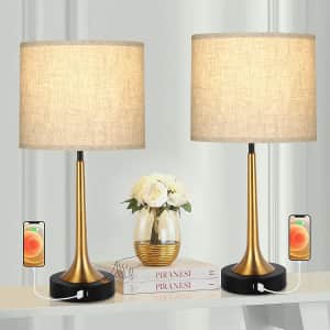 Wihtu 22" Touch Table Lamps 2-Pc. Set w/ USB Ports for $48 Wihtu 22" Touch Table Lamps 2-Pc. Set w/ USB Ports for $48