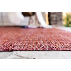 Unique Loom Outdoor Solid Collection Casual Transitional Indoor and Outdoor Flatweave Rust Red Area for $44