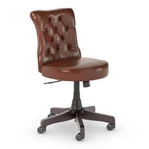 Bush Furniture Fairview Mid Back Tufted Office Chair in Harvest Cherry Leather for $200