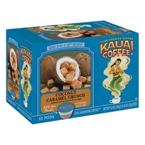 Kauai Coffee Single Serve Pods, Coconut Caramel Crunch Flavor 100% Arabica Coffee from Hawaiis for $41