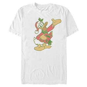 Disney Men's Characters Duck Carols T-Shirt, White, Medium for $12