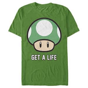Nintendo Men's Super Mario 1-Up Mushroom Get A Life T-Shirt, Kelly, Small for $23