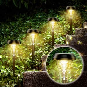 Minord Outdoor Glass Solar Lights 8-Pack for $50