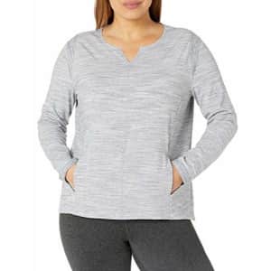 SHAPE activewear Women's Plus Size Modern Zen Pullover Sweatshirt, Heather Grey, 1X for $32