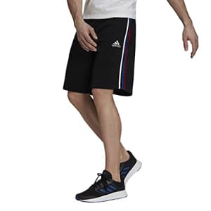 adidas Men's Standard Essentials Fleece 3-Stripes Shorts, Black/White/Team Royal Blue/Scarlet, Large for $41 adidas Men's Standard Essentials Fleece 3-Stripes Shorts, Black/White/Team Royal Blue/Scarlet, Large for $41