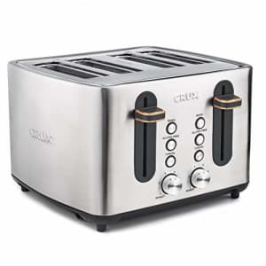 CRUX 4-Slice Extra Wide Slot Stainless Steel Toaster with 6 Shade Setting Control, Silver for $58