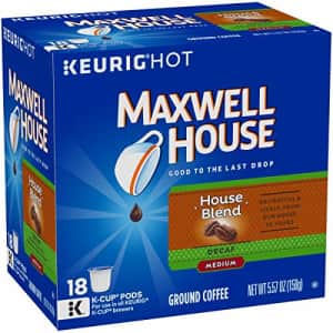 Maxwell House Decaf House Blend Medium Roast K-Cup Coffee Pods (72 Pods, 4 Packs of 18) for $61