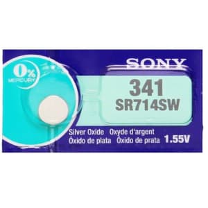 Sony 341 (SR714SW) 1.55V Silver Oxide 0% Hg Mercury Free Watch Battery (10 Batteries) for $11