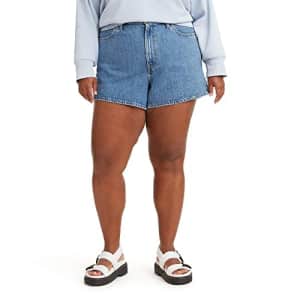 Levi's Women's Plus-Size High Waisted Mom Jean Shorts, (New) Amazing-Medium Indigo, 38 for $30