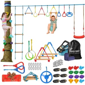 Hooroor 59-Piece Kids' Ninja Warrior Obstacle Course for $100 Hooroor 59-Piece Kids' Ninja Warrior Obstacle Course for $100