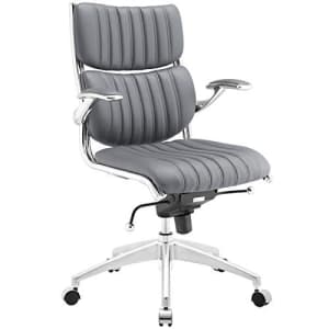 Modway Escape Ribbed Faux Leather Ergonomic Computer Desk Office Chair in Gray for $413