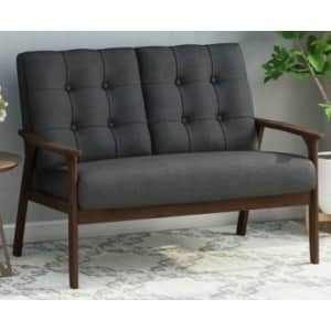 Samulle Mid Century Waffle Stitch Tufted Accent Loveseat for $200