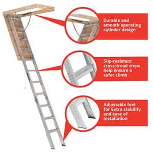Louisville Ladder 54" Elite Aluminum Attic Ladder for $371 Louisville Ladder 54" Elite Aluminum Attic Ladder for $371