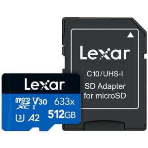 Lexar 633x 512GB microSDXC UHS-I Card for $60
