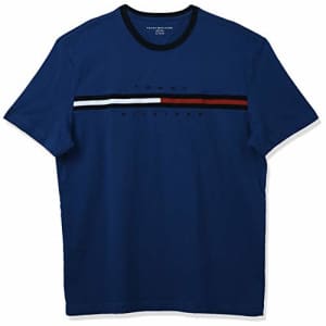 Tommy Hilfiger Men's Short Sleeve Signature Stripe Graphic T-Shirt, Mazarine Blue-p, X-Small for $19