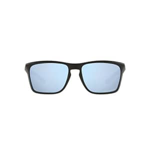 Oakley Men's OO9448 Sylas Rectangular Sunglasses, Matte Black/Prizm Deep Water Polarized, 57 mm for $174