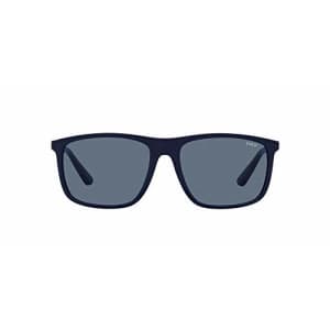 Polo Ralph Lauren Men's PH4175 Square Sunglasses, Shiny Navy Blue/Dark Blue, 57 mm for $89