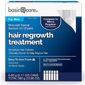 Amazon Basic Care 12.6-oz. Minoxidil Topical Aerosol Men's Hair Regrowth Treatment for $43 w/ Sub & Save