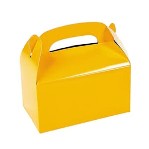 Fun Express Yellow Treat Favor Boxes with Handles - Set of 12 - Birthday, Event and Party Supplies for $8