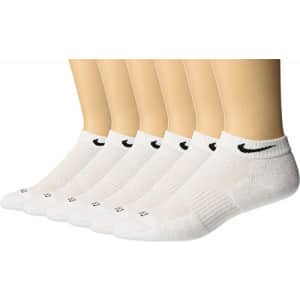 Men's Nike 6-pack Everyday Plus Cushion Low-Cut Training Socks SIZE 8-12 (LARGE) (WHITE) for $27