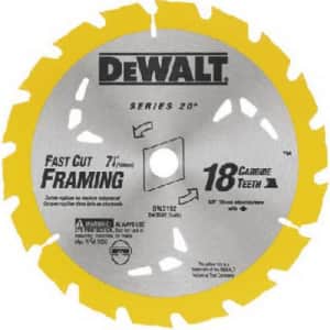 DEWALT DW3592B10 7-1/4-Inch 18T Carbide Thin Kerf Circular Saw Blade for $8