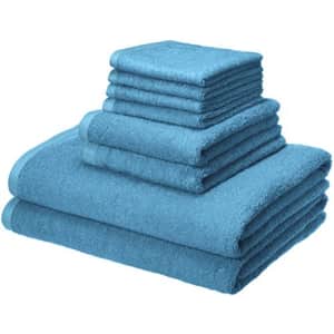 Amazon Basics Quick-Dry, Luxurious, Soft, 100% Cotton Towels, Lake Blue- 8-Piece Set for $30