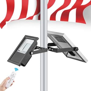 Dociai Solar Pole-Mounted LED Flood Light for $40