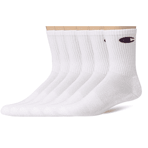 Champion Men's Double Dry Logo Crew Socks 6-Pair Pack for $9 Champion Men's Double Dry Logo Crew Socks 6-Pair Pack for $9