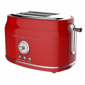 Frigidaire ETO102-RED Retro Wide 2-Slice Toaster Perfect for Bread, English Muffins, Bagels, 5 for $25 Frigidaire ETO102-RED Retro Wide 2-Slice Toaster Perfect for Bread, English Muffins, Bagels, 5 for $25