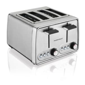 Hamilton Beach Modern Chrome 4 Slice Extra Wide Slot Toaster with Bagel and Defrost Settings, Shade for $66
