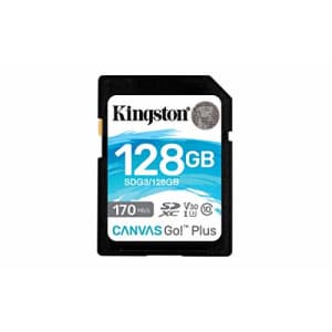 Kingston 128GB SDXC Canvas Go Plus 170MB/s Read UHS-I, C10, U3, V30 Memory Card (SDG3/128GBET) for $27