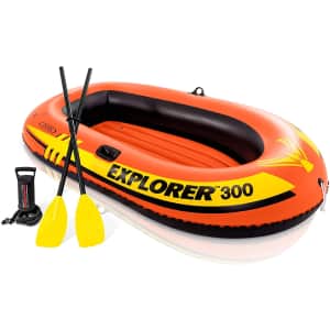 Intex Explorer 300 Inflatable Boat w/ Oars and Pump for $36