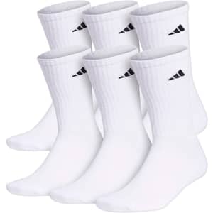adidas Men's Cushioned Athletic Crew Socks 6-Pack for $10
