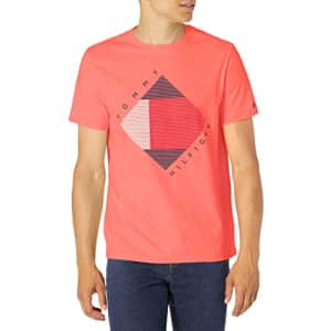 Tommy Hilfiger Men's Short Sleeve-Graphic T-Shirt, Porcelain Rose, MD for $18
