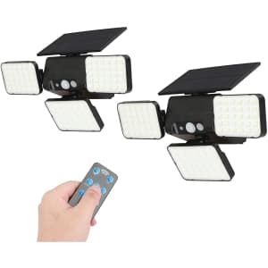 Suneng Tri-Head Motion Sensor Solar Spotlight 2-Pack for $30