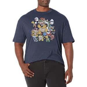 Nintendo Big & Tall Villain Stack Men's Tops Short Sleeve Tee Shirt, Navy Blue Heather, Large Tall for $35